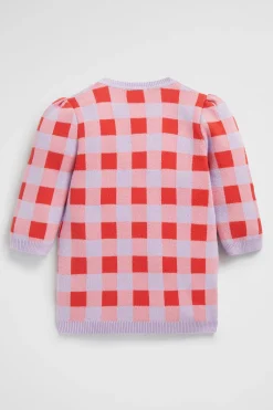 Seed Heritage Knitwear & Sweaters-Gingham Knit Dress Orchid