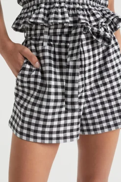 Seed Heritage Shorts-Gingham Tie-Waist Short Black