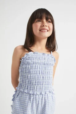 Seed Heritage T-Shirts & Tops-Gingham Top Blue Iris