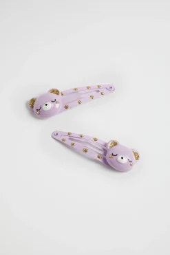 Seed Heritage Hair Accessories-Glitter Bear Snaps Orchid