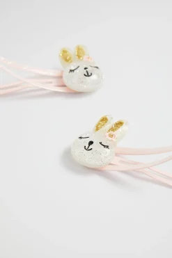 Seed Heritage Hair Accessories-Glitter Bunny Snaps Dusty Rose
