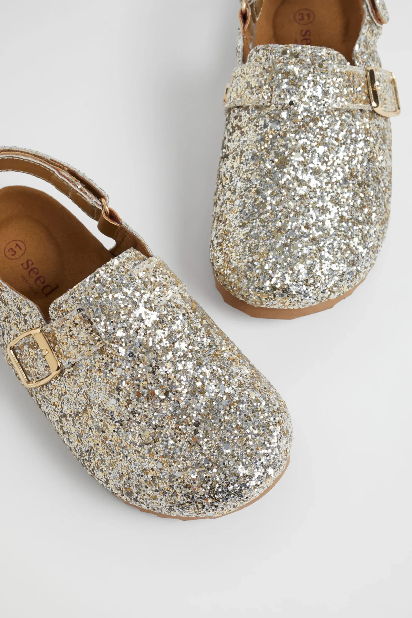 Seed Heritage Sandals & Slides-Glitter Clog Silver Gold