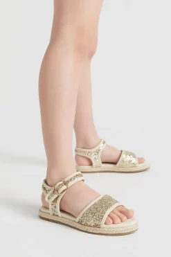 Seed Heritage Sandals & Slides-Glitter Open Toe Espadrille Gold