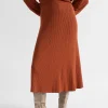 Seed Heritage Skirts-Godet Knit Skirt Burnt Brick