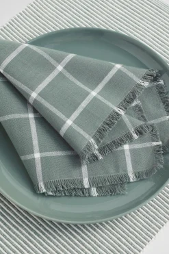 Seed Heritage Kitchen & Dining-Grid Napkin Set Of 4 Eucalypt