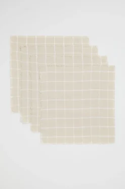 Seed Heritage Kitchen & Dining-Grid Napkin Set Of 4 Stone