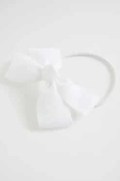 Seed Heritage Hair Accessories-Grosgrain Bow Hair Elastic Vanilla