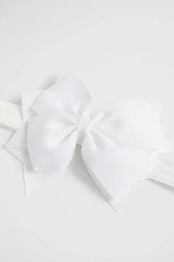 Seed Heritage Hair Accessories-Grosgrain Bow Headband White