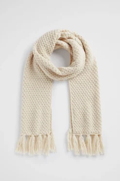 Seed Heritage Scarves & Kaftans-Hand Knit Scarf Vanilla Cream