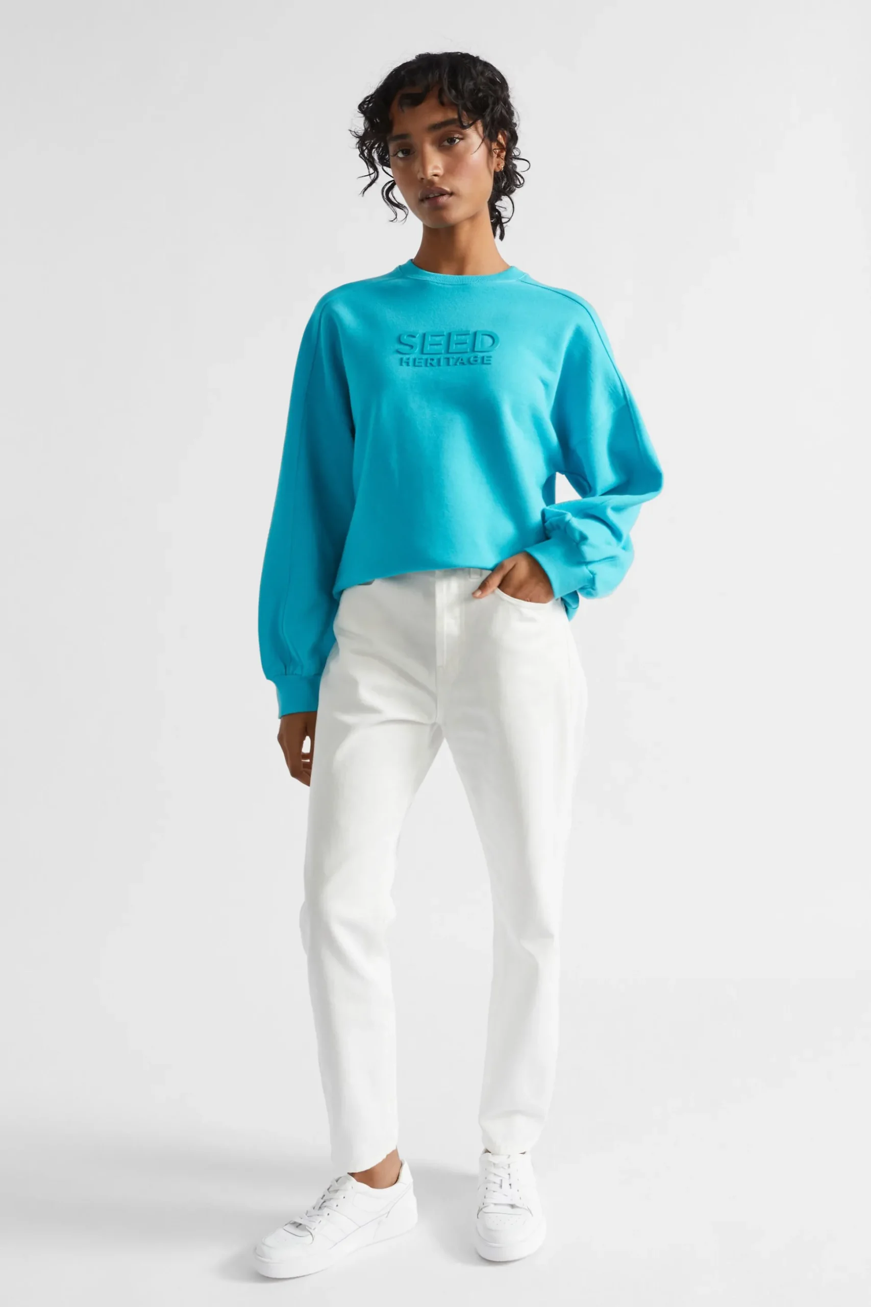 Seed Heritage Knitwear & Sweaters-Heritage Logo Crew Sweat Peacock Blue