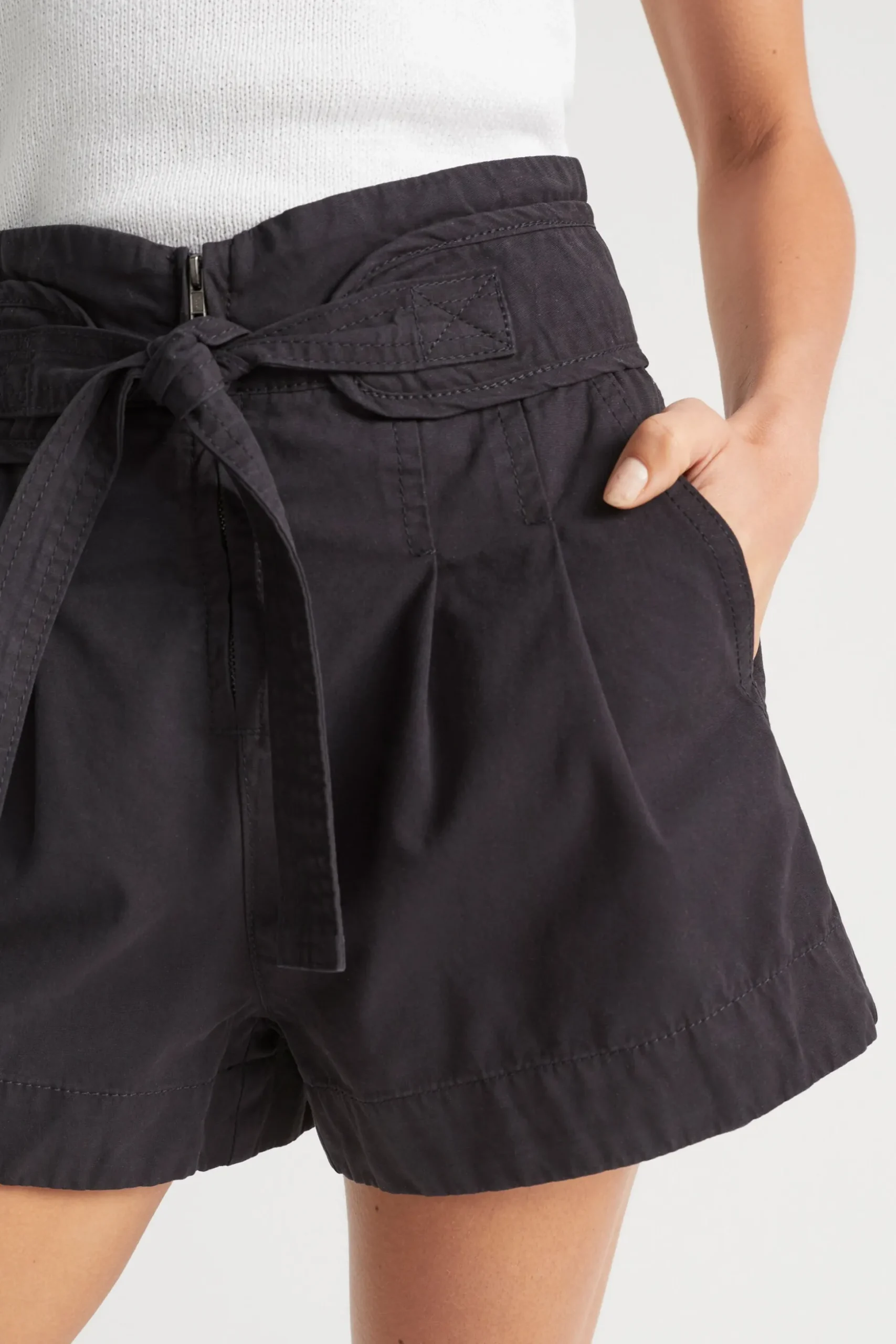 Seed Heritage Shorts-High Waist Tie Front Short Deep Navy