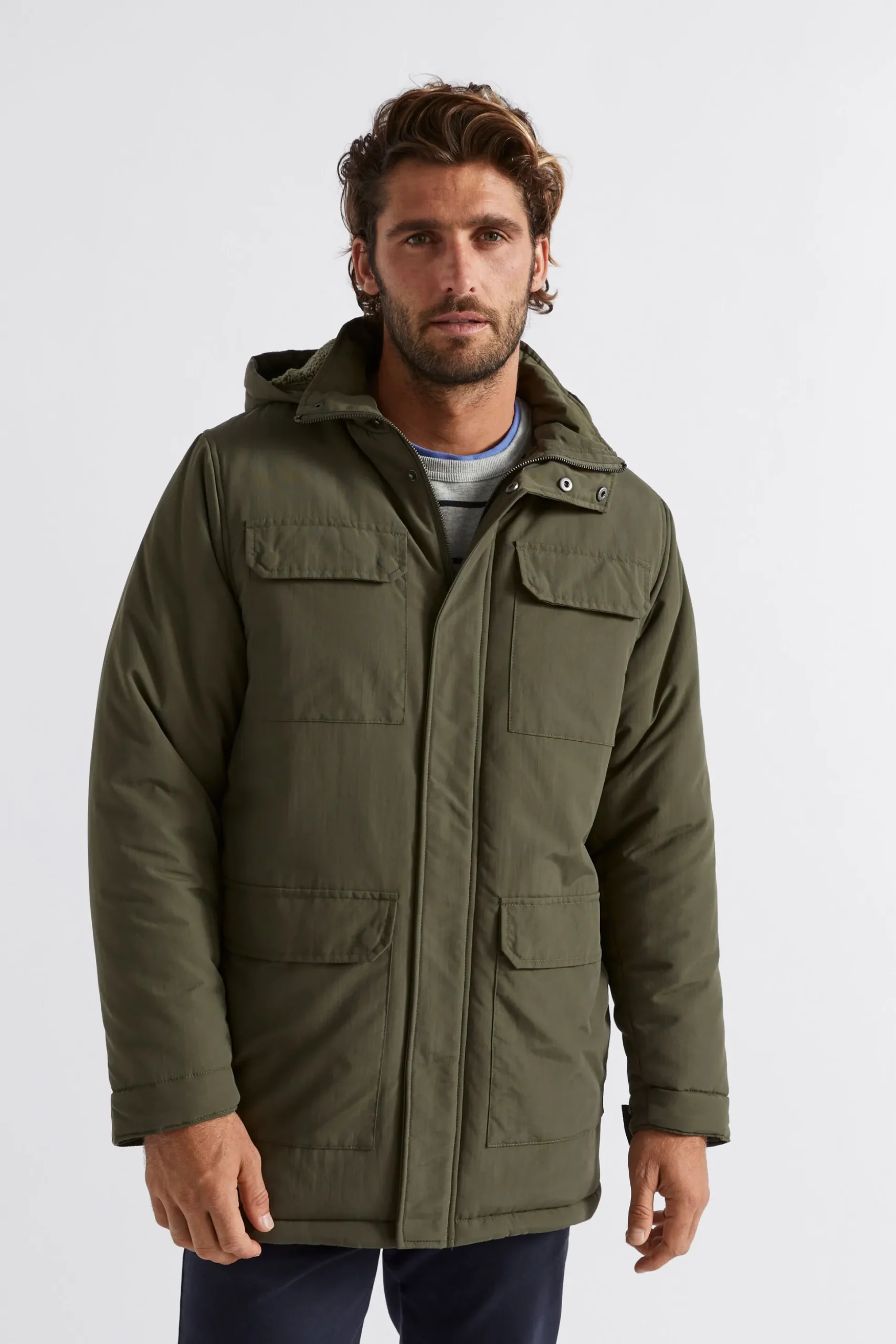 Seed Heritage Jackets & Vests-Hooded Parka Dark Khaki