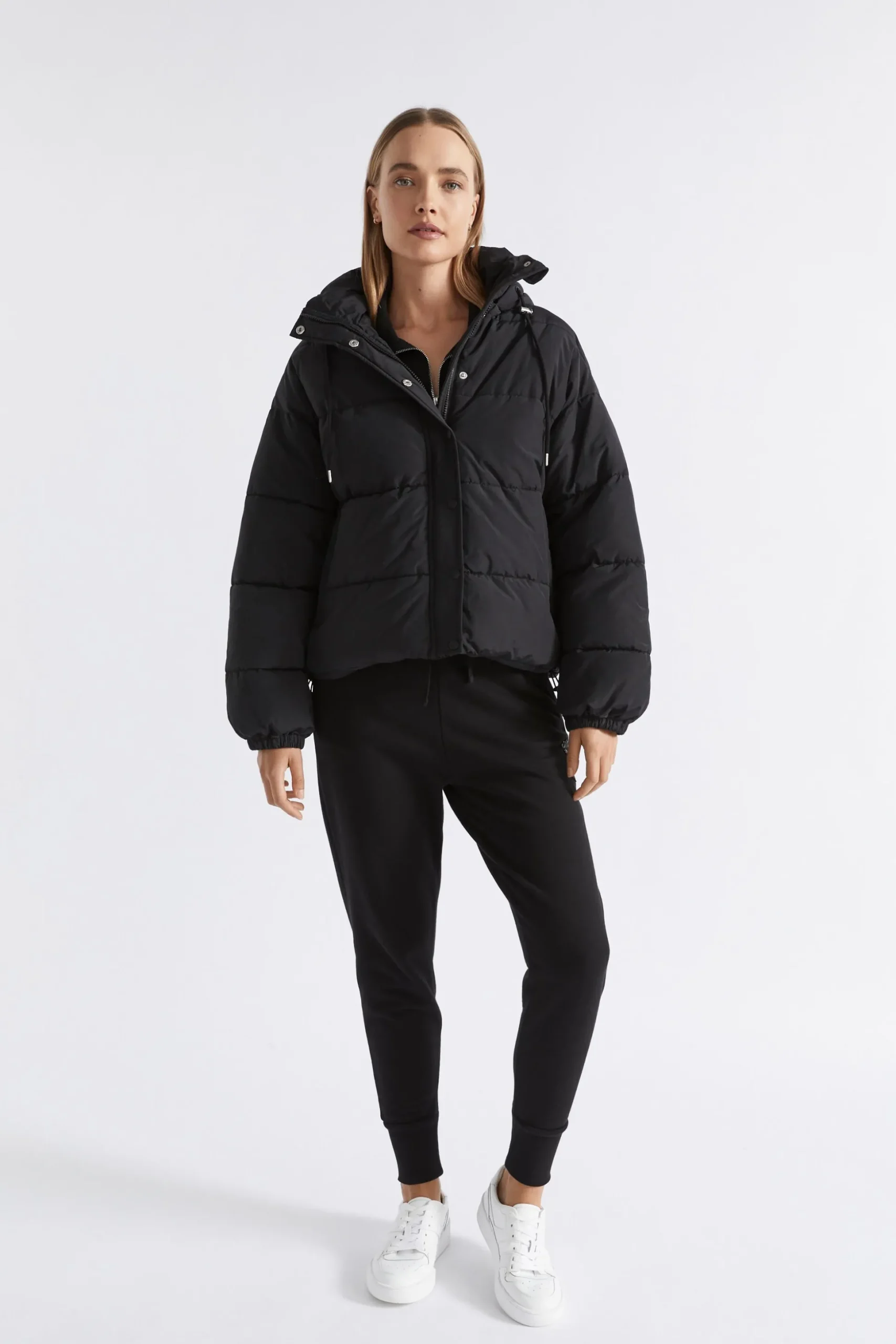 Seed Heritage Jackets & Vests-Hooded Puffer Jacket Black