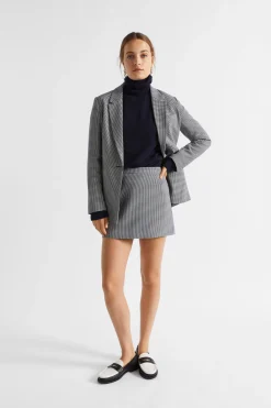 Seed Heritage Skirts-Houndstooth A Line Mini Skirt Midnight Sky Houndstooth