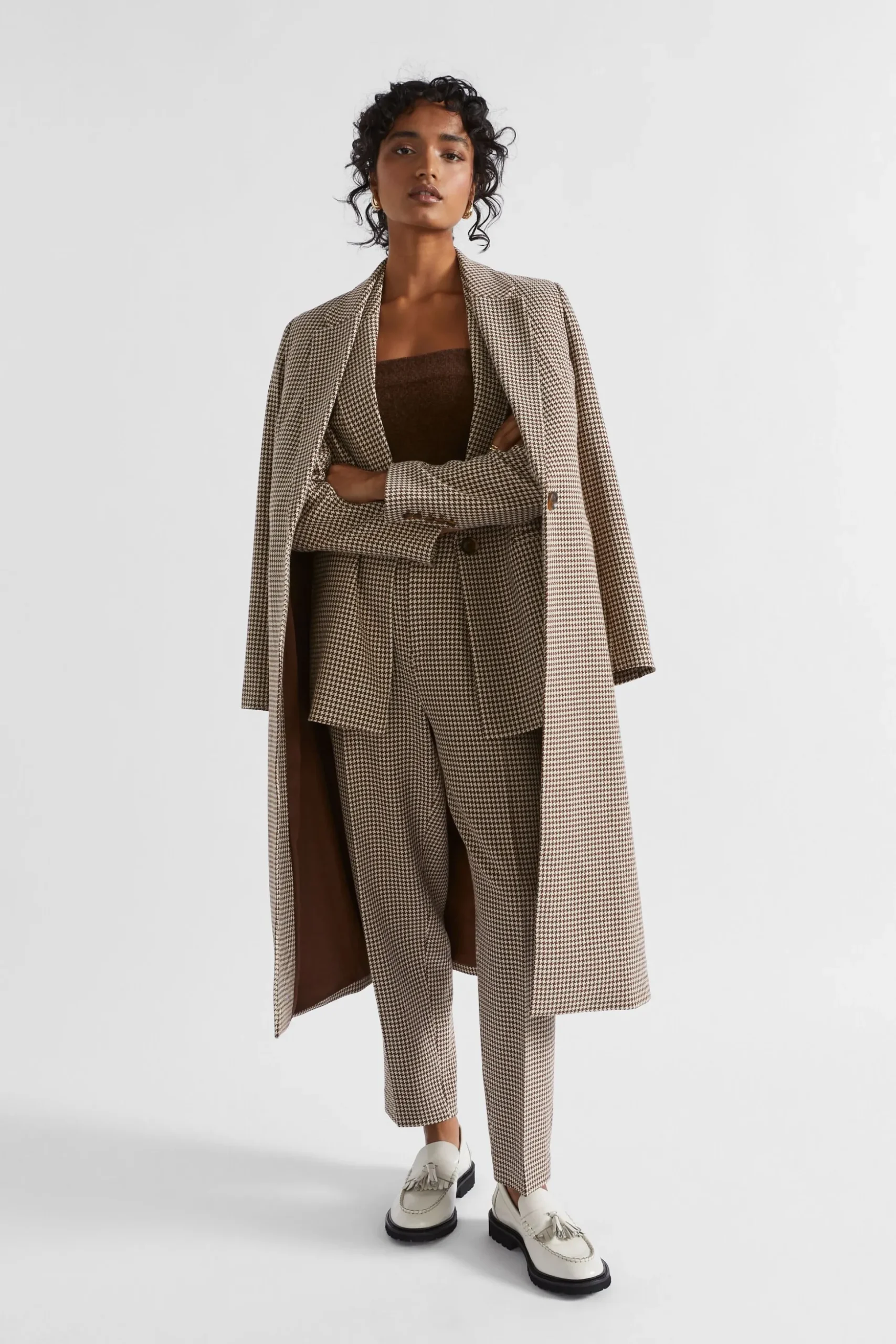 Seed Heritage Jackets & Vests-Houndstooth Blazer Hot Chocolate Houndstooth