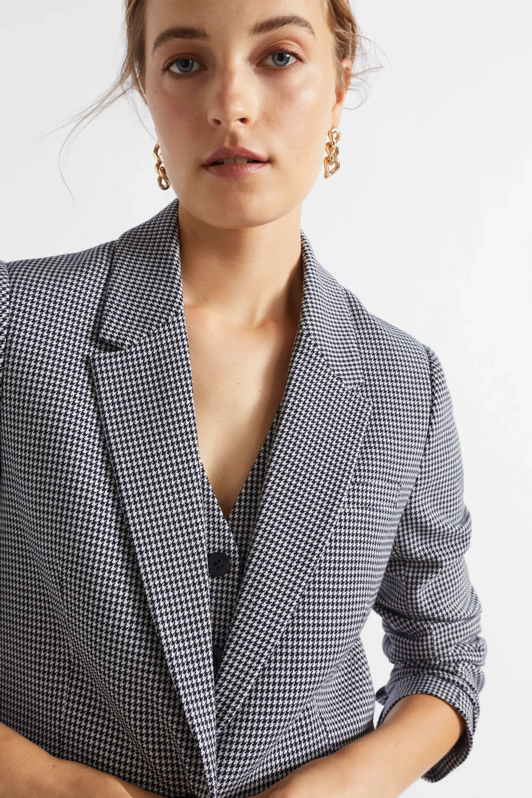 Seed Heritage Jackets & Vests-Houndstooth Blazer Midnight Sky Houndstooth
