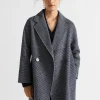 Seed Heritage Jackets & Vests-Houndstooth Oversized Coat Midnight Sky Houndstooth