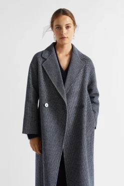 Seed Heritage Jackets & Vests-Houndstooth Oversized Coat Midnight Sky Houndstooth