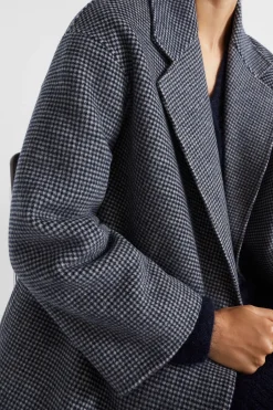 Seed Heritage Jackets & Vests-Houndstooth Oversized Coat Midnight Sky Houndstooth