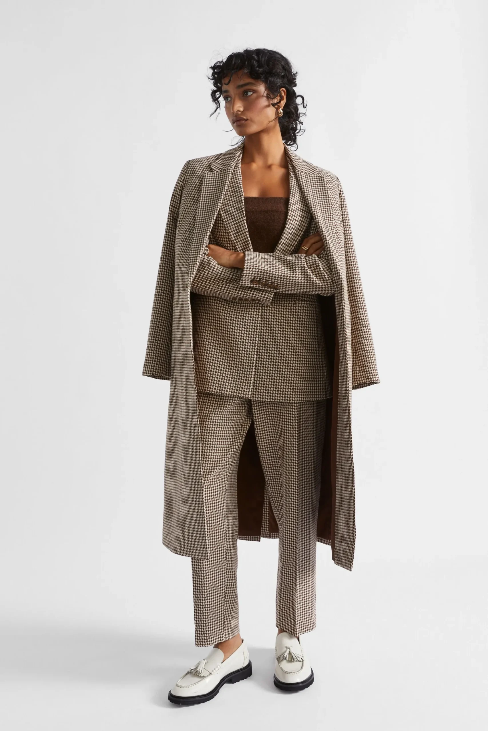 Seed Heritage Pants-Houndstooth Pleat Front Pant Hot Chocolate Houndstooth