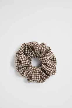 Seed Heritage Hair Accessories-Houndstooth Scrunchie Hot Chocolate Houndstooth