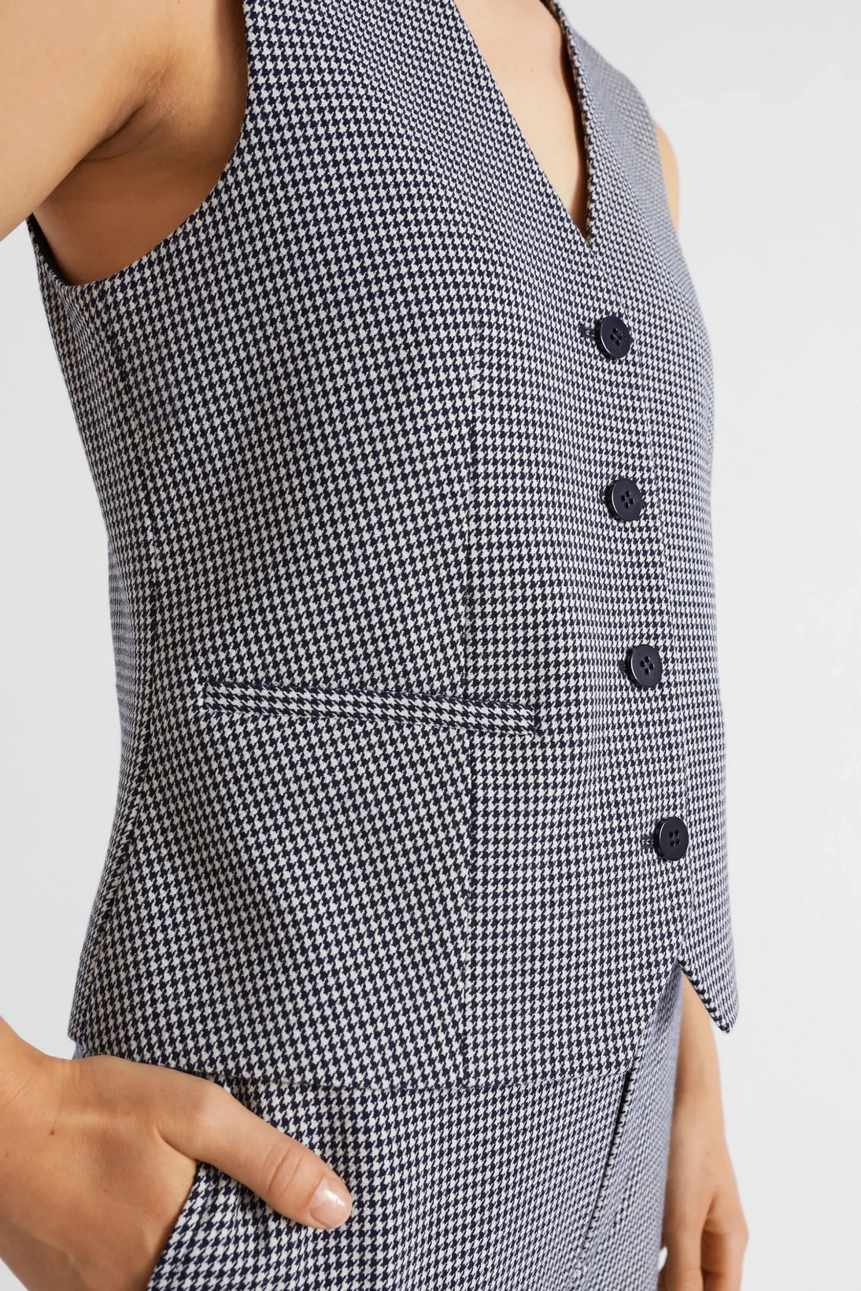 Seed Heritage Jackets & Vests-Houndstooth Vest Midnight Sky Houndstooth