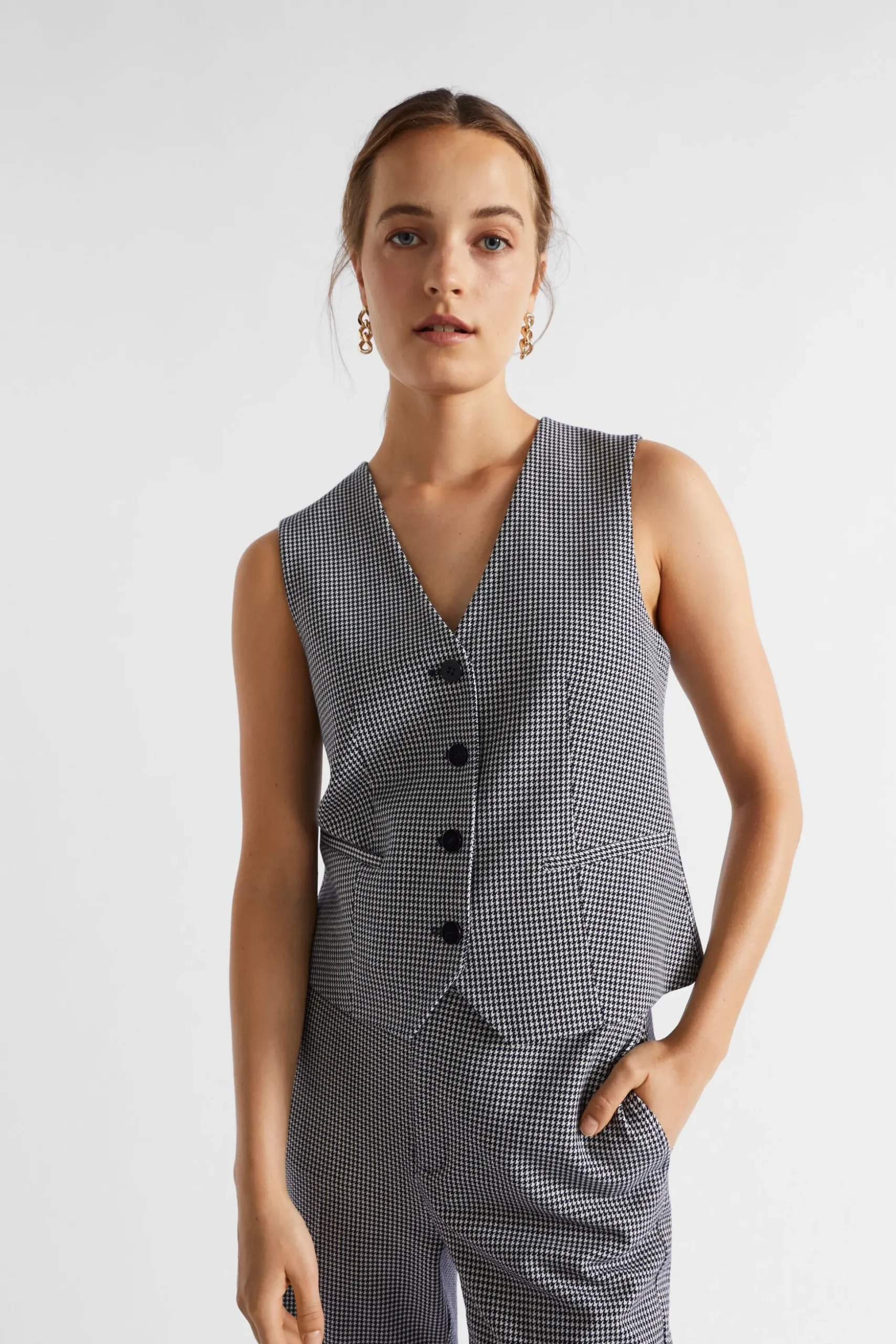 Seed Heritage Jackets & Vests-Houndstooth Vest Midnight Sky Houndstooth