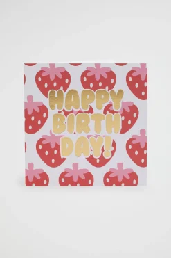 Seed Heritage Stationery-Large Happy Birthday Strawberry Card Multi