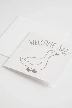 Seed Heritage Stationery-Large Welcome Baby Duck Card Multi