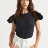 Seed Heritage T-Shirts & Tops-Layered Flutter Sleeve Tee Deep Navy