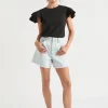 Seed Heritage T-Shirts & Tops-Layered Flutter Sleeve Tee Black