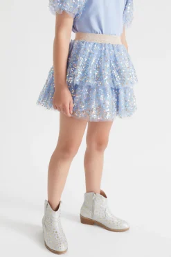 Seed Heritage Skirts-Layered Sequin Tutu Powder Blue