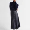 Seed Heritage Skirts-Leather Button Midi Skirt Midnight Sky