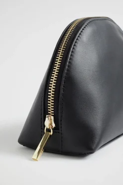 Seed Heritage Clutches & Pouches-Leather Crescent Pouch Black