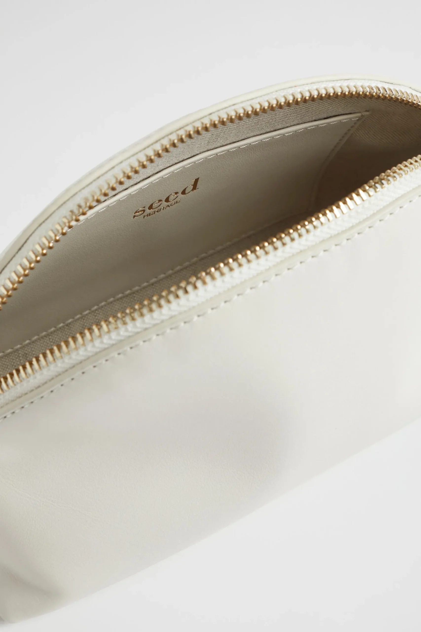 Seed Heritage Clutches & Pouches-Leather Crescent Pouch Cream