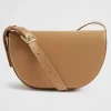 Seed Heritage Cross Body-Leather Saddle Bag Toffee