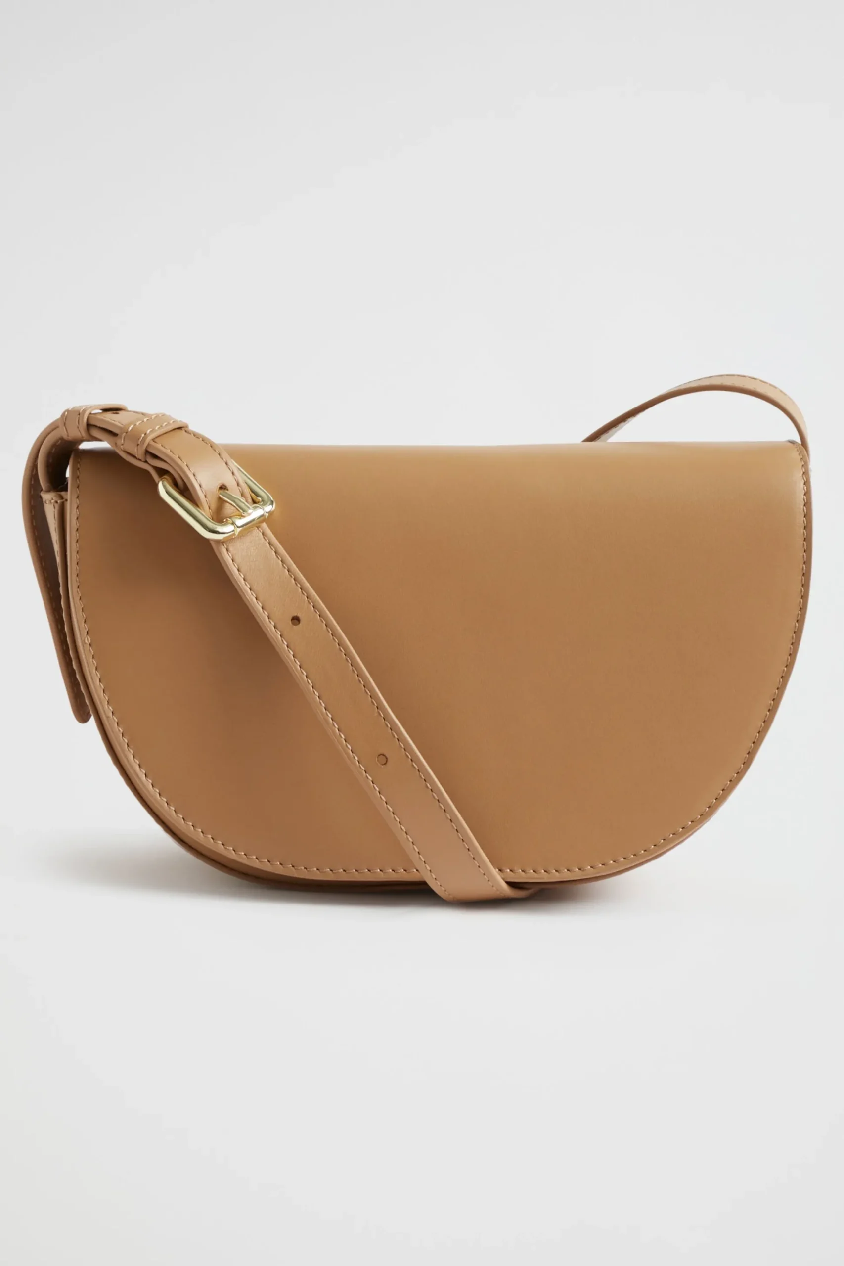 Seed Heritage Cross Body-Leather Saddle Bag Toffee