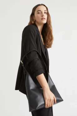 Seed Heritage Shoulder Bags-Leather Shoulder Bag Black