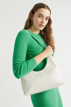 Seed Heritage Shoulder Bags-Leather Shoulder Bag Cream