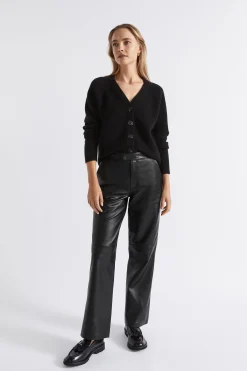 Seed Heritage Pants-Leather Tailored Pant Black