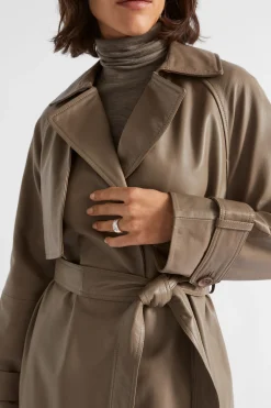 Seed Heritage Jackets & Vests-Leather Trench Coat Hazel