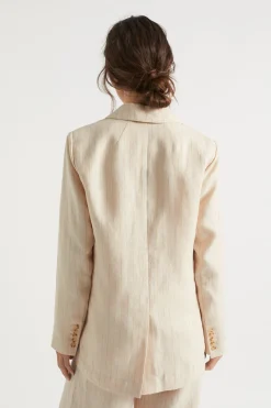 Seed Heritage Jackets & Vests-Linen Blazer Magnolia Stripe