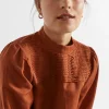 Seed Heritage T-Shirts & Tops-Linen Blend Pintuck Blouse Burnt Brick
