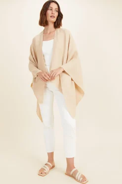Seed Heritage Scarves & Kaftans-Linen Blend Poncho Champagne Beige