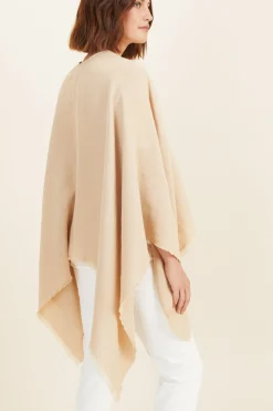 Seed Heritage Scarves & Kaftans-Linen Blend Poncho Champagne Beige