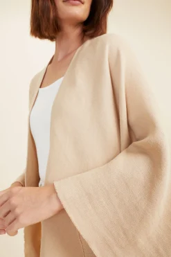 Seed Heritage Scarves & Kaftans-Linen Blend Poncho Champagne Beige