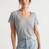 Seed Heritage T-Shirts & Tops-Linen Blend Stripe Tee Deep Navy Stripe