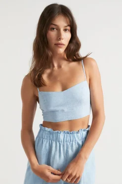 Seed Heritage T-Shirts & Tops-Linen Bralette Bluebell Stripe