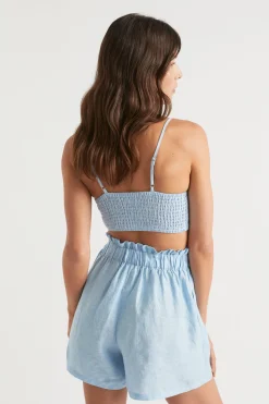 Seed Heritage T-Shirts & Tops-Linen Bralette Bluebell Stripe