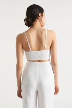 Seed Heritage T-Shirts & Tops-Linen Bralette Whisper White